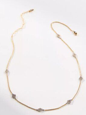 Anthropologie Mini Crystal Clovers Necklace NWT